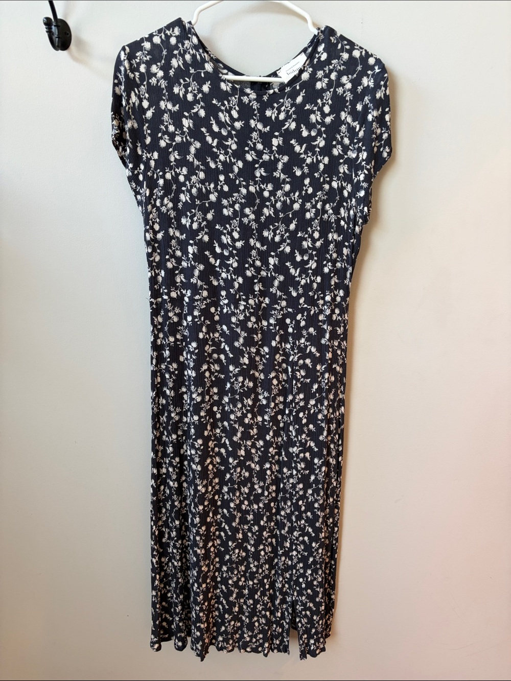 Boheme Midi Dress with White Floral Print